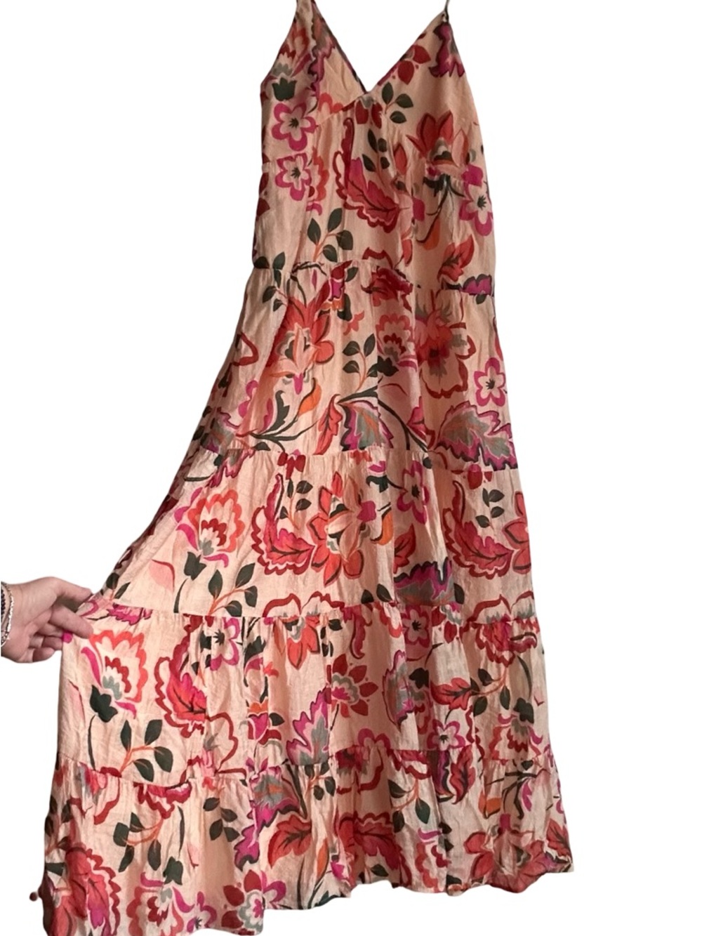 1. STATE women's Boho Floral Tiered Maxi Dress - Pink Floral - SIZE S - SMALL - Picture 9 of 16